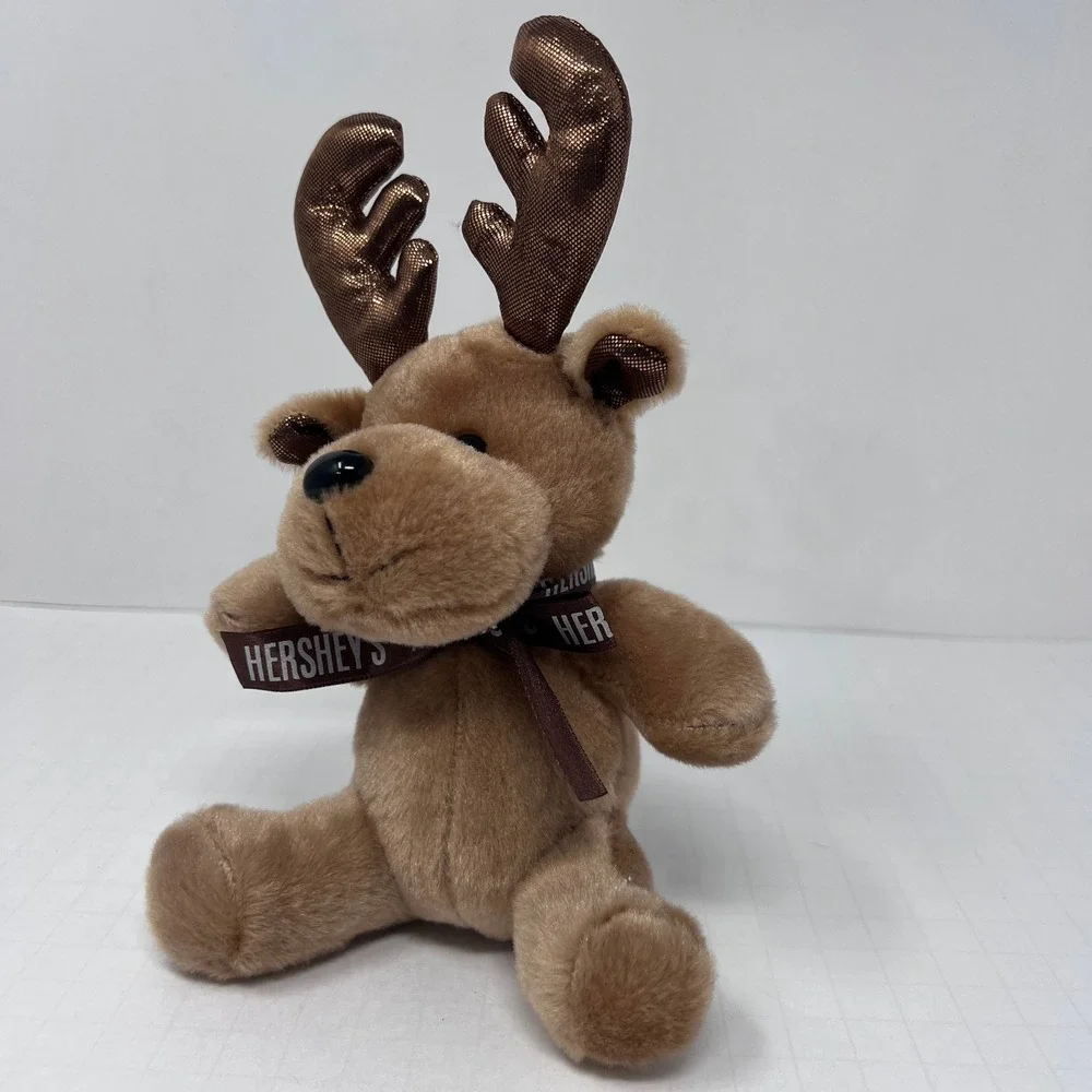 Galerie Hershey Reindeer 5 inch Brown Gold Metallic‎ Antlers Christmas Plush